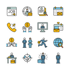 Set of job search and human resources vector icons