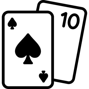 Blackjack cards showing 21 outline icon vector