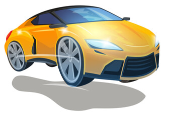 Naklejka premium Cartoon street racing car vehicle on white background illustration for children