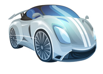 Cartoon street racing car vehicle on white background illustration for children