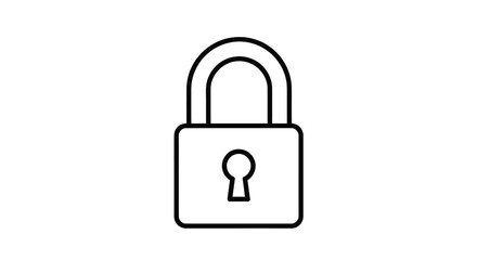 Simple line art padlock icon represents security safety protection and locked data concepts vector