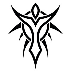 Tribal Tattoo Design Stylized Phoenix or Bird Symbol in Black and White