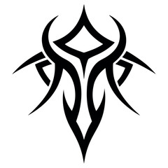 Abstract Black Tribal Tattoo Design with Sharp Lines on a White Background