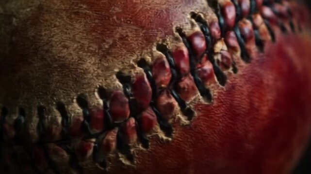 Detailed view of baseball texture and stitching