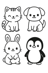 Funny cartoon animal icon set vector collection