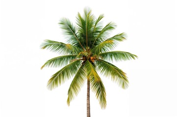 Isolated tropical palm fronds on a plain white backdrop created with AI generation tools