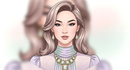Fototapeta premium Elegant Asian Woman Fashion Portrait.