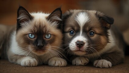 Blue-eyed snowshoe feline with pedigree