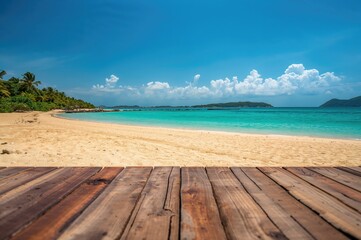 Fototapeta premium Aerial perspective of a bright and sandy shoreline