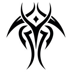 Tribal Design Black Ink Tattoo Aesthetic Isolated Graphic, Abstract Body Art Decoration on White Background