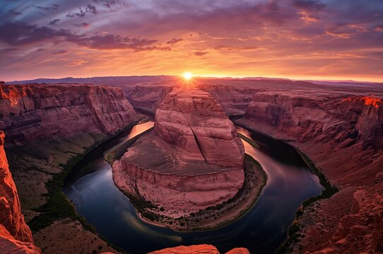 Evening Glow Over a Scenic River Bend