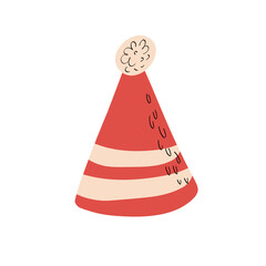 Illustration of a holiday attribute: a red cap with white stripes
