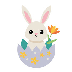Cute Easter bunny in a decorative egg