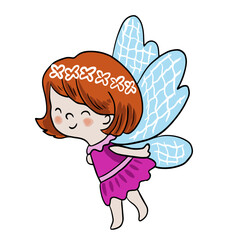 Illustration of a cute cartoon fairy with shiny wings