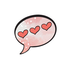 Illustration of a vector heart in chat bubble style