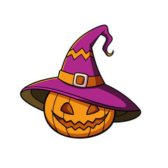 Halloween vector pumpkin with witch's hat