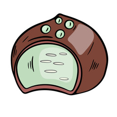 Vector illustration of chocolate fondant in cross-section