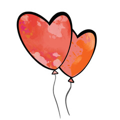 Festive illustration with heart-shaped balloons