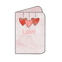 Illustration of a greeting card with a romantic motif