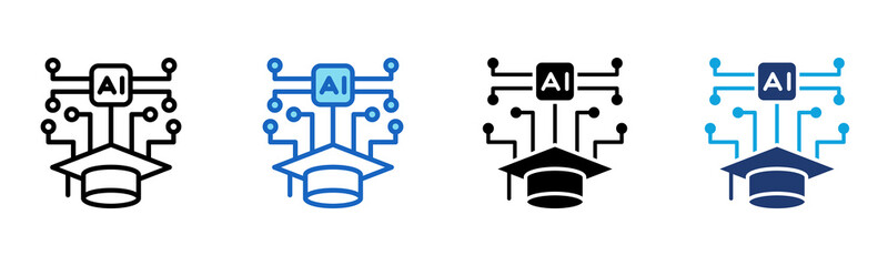 Ai Education icon Multi Style Vector Illustration