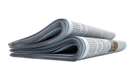 Folded Newspaper Isolated on White Background