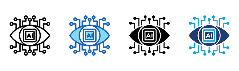 Ai Smart Eye icon Multi Style Vector Illustration