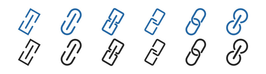Vector Link and Chain Icons – Web Connection, URL Symbol, Network Communication Set