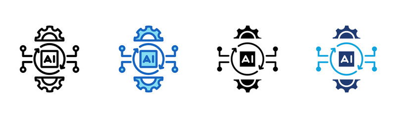 Robotic Process Automation icon Multi Style Vector Illustration