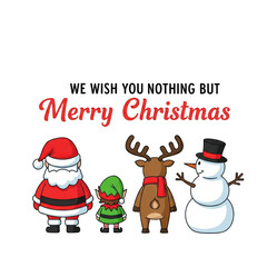 Merry Christmas with Santa Elf Reindeer Snowman greeting Claus isolated on a transparent background