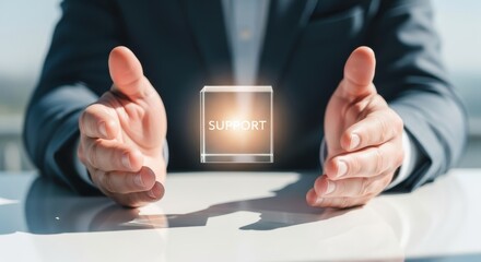 Support assistance care and service express strong teamwork and trust in professional business relationships