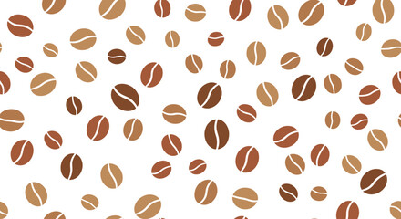 Obraz premium Elegant coffee bean pattern background offers a vibrant modern design element for cafe menus and packaging