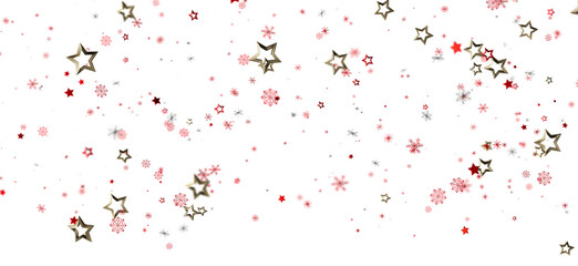 Festive winter background with red and gold stars and snowflakes. Perfect for holiday designs.