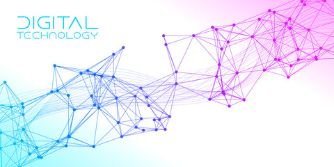 Abstract Digital Technology Background with Network Connections and Lines Design