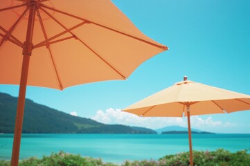 Shade from sun umbrellas provides a cool and relaxing refuge.