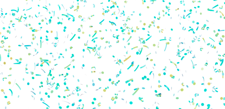 Festive confetti background featuring teal and gold elements. Perfect for celebratory designs.