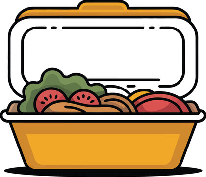 Takeout container food delivery lunch box meal illustration art