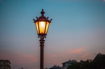Evening glow from a streetlamp