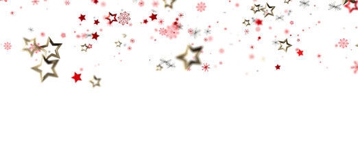Festive background with red and gold stars and snowflakes. Perfect for Christmas, holidays, celebration.