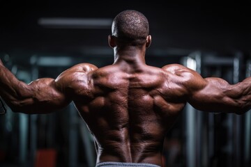 Man displaying back at gym
