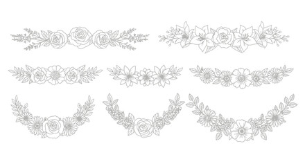 Delicate floral wreath and border elements for elegant design projects vector