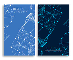Modern technological abstract background with interconnected points and lines symbolizing data flow and global communication