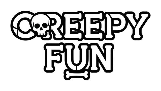Creepy Fun Text Graphic: A quirky and eye-catching text design with a playful combination of spooky elements, perfect for adding a unique touch to any project. 