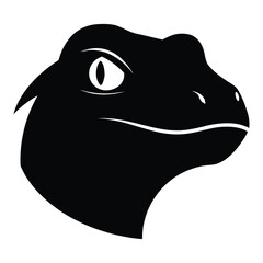 Fototapeta premium Silhouette of a reptile s head with detailed scales isolated on white background