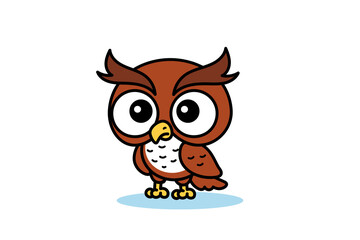 Pixelated Brown Owl Cartoon with Big Eyes and White Belly Feathers on Transparent Background Detailed Design for Animation and Illustration Optimized for Commercial Use