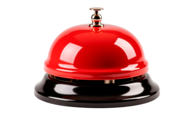 service bell with red ribbon