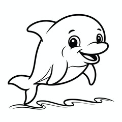 Obraz premium Playful dolphin vector illustration for childrens designs scalable line art eps silhouette vector illustration white background