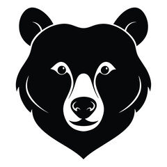 Silhouette of a powerful grizzly bear head a wild animal symbol isolated on white background