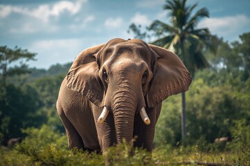 Fototapeta premium Wild Elephant in Its Natural Habitat