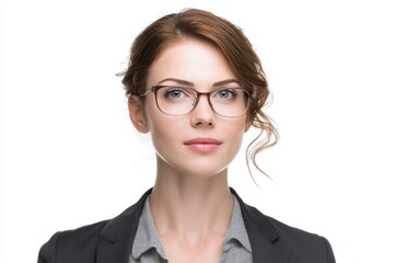 Portrait of a businesswoman on a plain white backdrop