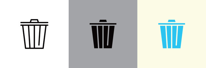 ゴミ箱のカラーとモノクロアイコンセット